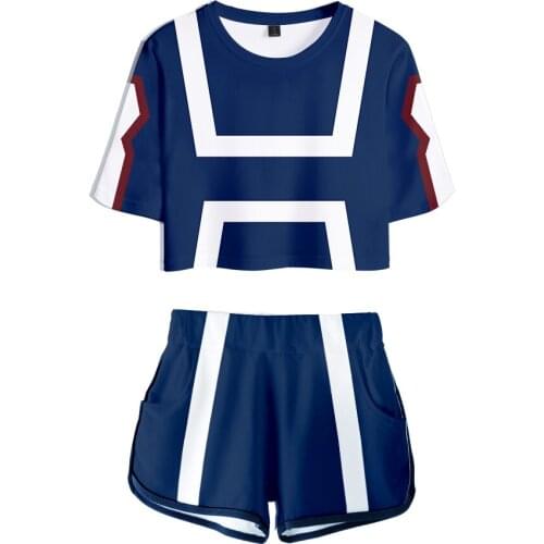 WAMNI Summer Anime Cosplay Short Sleeve Top & Shorts 2 Piece Sets Streetwear Hip Hop 3D Harajuku Elastic Ball Pant Short Homme