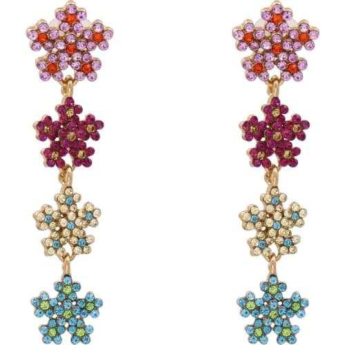 Korean New Shiny White Colorful Snowflake Drop Earrings for Women Fashion Christmas Gift Pendientes Party Holiday Jewelry