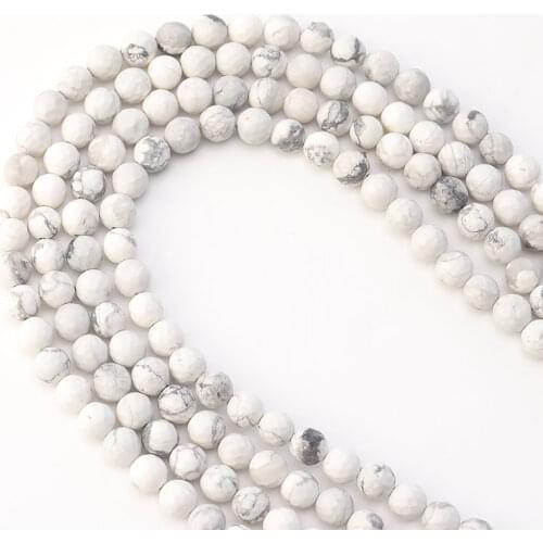 Xinyao Natural Stone White Howlite Turquoises Round Loose Beads 15" Strand 8 10MM Pick Size For Jewelry Making