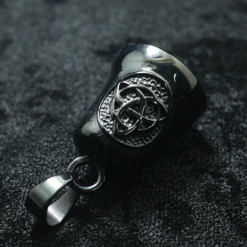 Unisex 316L Stainless Steel Viking Black Bell Pendant