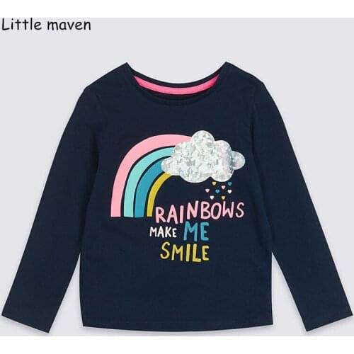 Little maven children brand baby girl clothes 2018 autumn new girls cotton long sleeve O-neck letter print t shirt