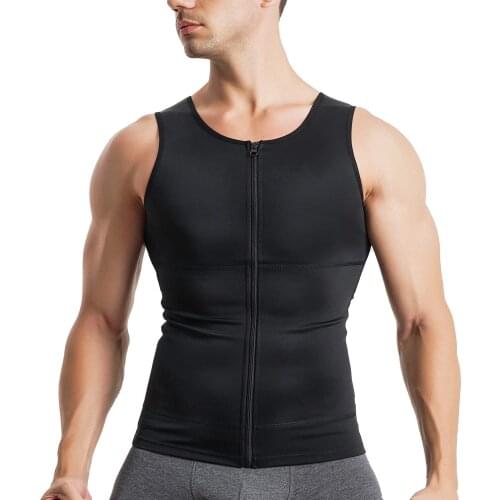 Men Compression Shirts Slimmer Undershirts Body Shaper Waist Trainer Shapewear Tank Top Workout Jacket with Zipper