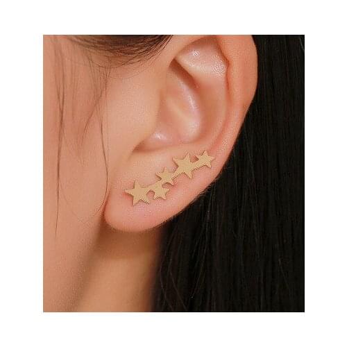 New fashion Simple and fresh five star ear clip For Women girl Accessories jewelry wholesale