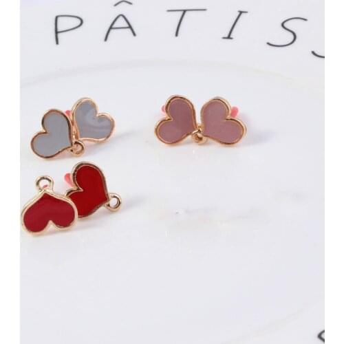 Wholesales 10 Pieces/lot Quality Metal Love Hearts Charms for Earrings Bracelet Necklace Keychain Jewelry Accessories Charms