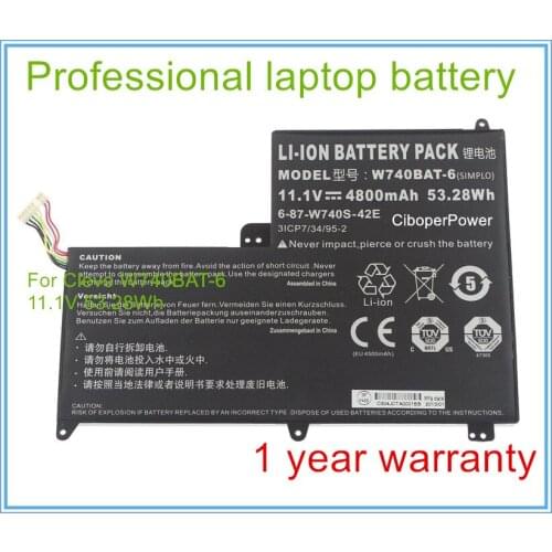 11.1V 4800mAh 53.28Wh Original Battery for W740BAT-6 6-87-W740S-42E 3ICP7/34/95-2 S413 W740SU X411