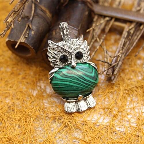 6pcs Natural Stone Turquoisess pendant owl Necklace Pendants Amulet Quartz Treat Crystal Charm for Jewelry Making Free
