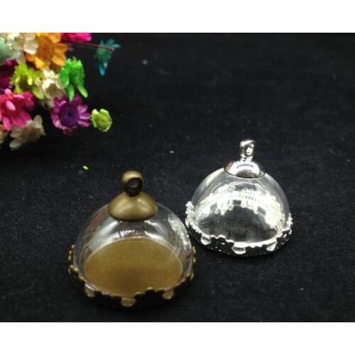 5ets/lot20mm half round glass globe dome bubble glass Hemisphere Cover dome bottle vial pendant DIY handmade jewelry necklace