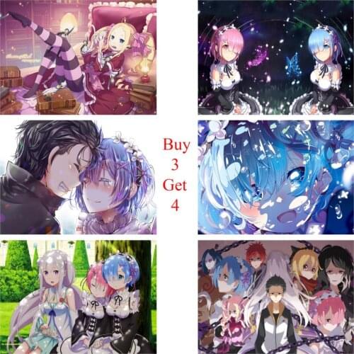 RE ZERO Posters Cartoon Wall Stickers White Coated Paper Prints Clear Image Home Decoration Livingroom Bedroom Home Art Brand