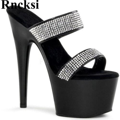 Rncksi Women New Pole Dance Sexy Fashion 17cm High-Heeled Shoes Plus Size Slippers Shoes Hand Made High Heel Shoes