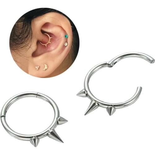 1Pc 8-10mm 316L Steel Cartilage Daith Helix Earring Stud 16g Piercing Jewelry Septum Clicker Hoop Ring Nose Labret Ear Tragus
