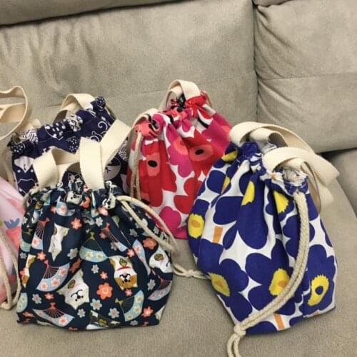 Japanese style lunch box bag cute lunch bag canvas bag drawstring portable canvas bag with rice bag handbag lunch bag tote bag