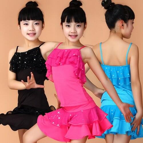 2 Pcs Top + Skirt Latin Dance Dress Girls Professional Rumba Chacha Competition Dress Wear Childrens Party Dancewear