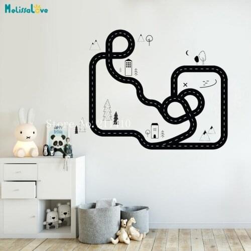 Nordic Style Vinyl Wall Sticker Home Decor Surrounded Road Decals For Kids Baby Room Nursery Self-adhesive Cute Murals YT677