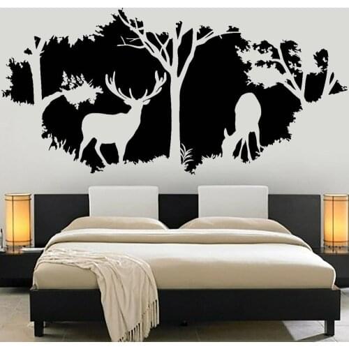 Nature Deer Animal Trees Wall Stickers For Living Room Vinyl Wall Decal Decor Home Interior Room North America Decoration 3215