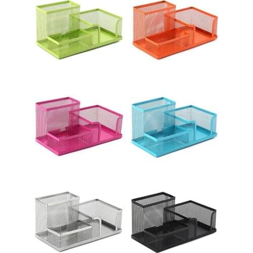 XRHYY Mesh Storage Drawer Stationery Box Iron Grid Multi-Function Pencil Holder Desktop Organization Large Capacity Pen Bucket