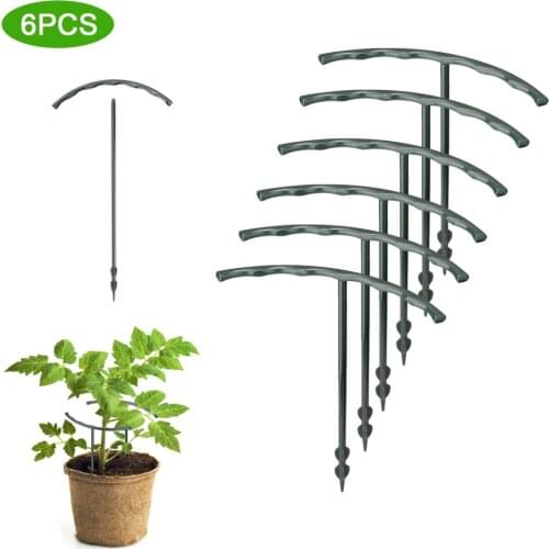 Plant Cage Support Garden Vegetables Semi-circular Fall Prevention Potted Plants 6Pcs Plastic Imitation Inverted Bracket