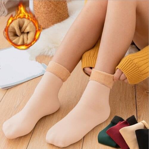 1 Pair Winter Warmer Women‘s Socks Thicken Thermal Pure Cotton Wool Cashmere Soft Snow Velvet Boots Floor Sleeping Socks