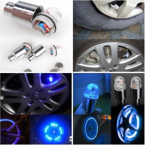 1 Pair Bicycle LED WheelLight Cycling Neon LED Wheel Spoke Valve Cap Alarm Lights SAL99