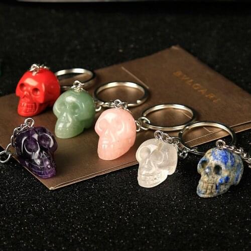 1PC Natural crystal mineral skeleton key chain Rose quartz home mineral nordic shelf home decoracion hogar moderno gift