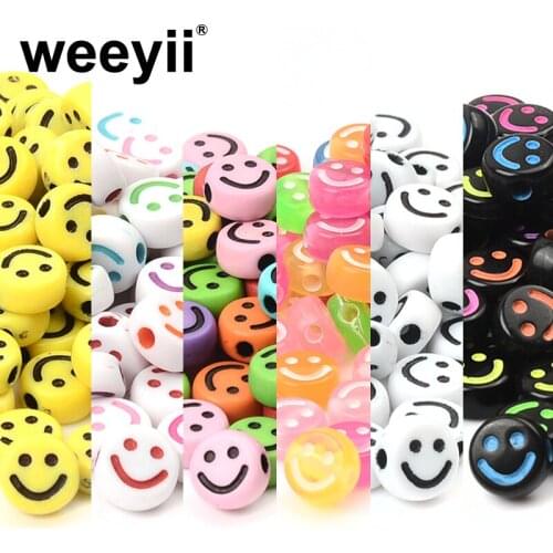 10mm Multiple Colour Charm Oblate Face Smiley Beads Pendant For Jewelry Making DIY Necklace Part Accessories