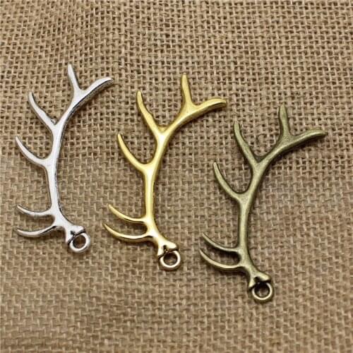 10pcs 32*66mm Christmas Big Antlers Charms Three color Metal Trendy Jewelry Christmas Decoration Pendant T0475