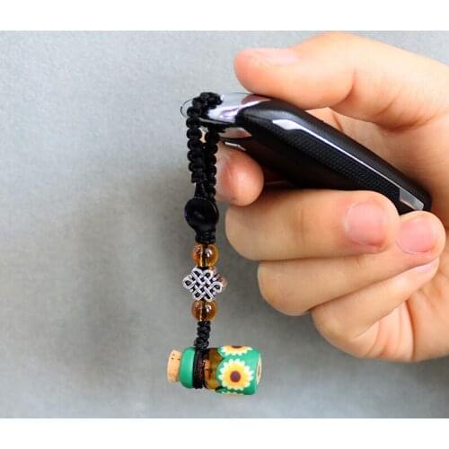 2PCS Fimo Flower Essential Oil Bottle key Chain Perfume Bottle Keyrings Wishing Bottle Pendant Jewelry Gift