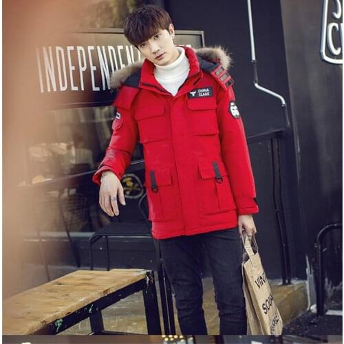 2020 Casual Fur Collar Hooded Mens Jackets Winter Coat Men White Duck Down Jacket Warm Parka Casacos Masculino WXF309