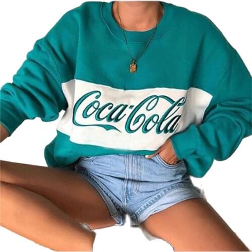 2021 Fashion Sweet Lovely Pullovers Women/Girl O-Neck Letter Embroidery Long Sleeve Casual Loose Sweatshirts Green/Yellow S-3XL