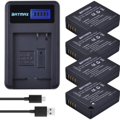 4Pack 1200mAh DMW-BLG10 BLG10E BLG10PP BLE9 BLE9E BLE9PP Camera Battery&LCD USB Charger for Panasonic Lumix DMC GF6 GX7 GF3 GF5