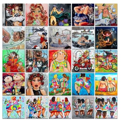 Full Square 5D DIY Diamond Painting "Cartoon fat lady" 3D Drill Embroidery Cross Stitch Mosaic Home Decor Gift ZH25