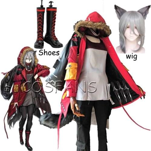 Anime! Arknights Projekt Red RHODES ISLAND Battle Suit Lovely Uniform Cosplay Costume Halloween Outfit For Women Wigs and shoes