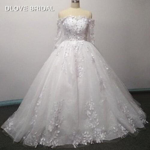 Leaf Ball Gown Wedding Dress with Sleeves Vestido De Noiva High Quality Bridal Gown Factory Custom Made Real Photos
