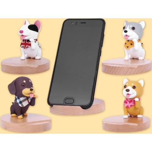 Besegad Cute Kawaii Cartoon Dog Style Wooden Smart Phone Smartphone Holder Stand Mount Bracket for Home Office Desk Table