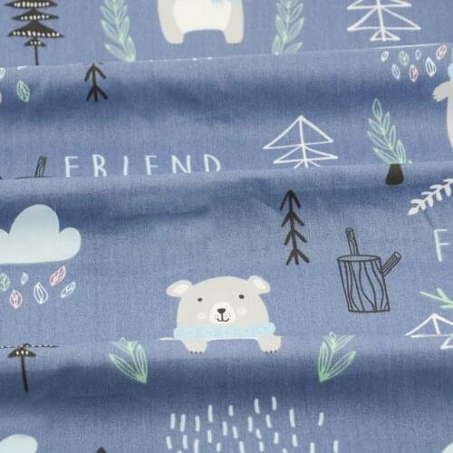 Booksew Telas De Algodon Para Patchwork 100% Cotton Fabric Twill Print Navy Anime Dogs Sewing Cloth baby Textile Tissus Au Metre