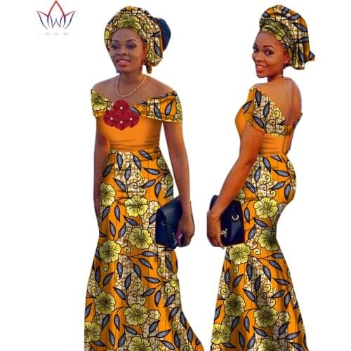 BRW African Dresses For Women African Print Long Dresses Dashiki Dress Bazin Riche Mix Size Party Vestido For Girl WY1688