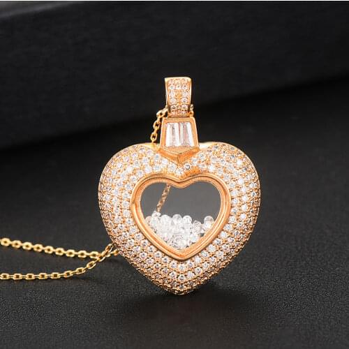 GODKI Luxury Heart Memory Stackable Pendant Necklace Full Cubic Zircon Fashion Charm Women Party Jewelry Gift 2020