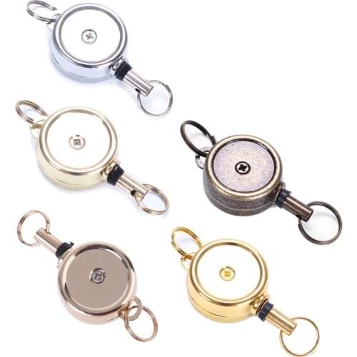 Zinc Alloy Carabiner Badge Reel Retractable ID Card Reel Badge Holder Keychain F3MF
