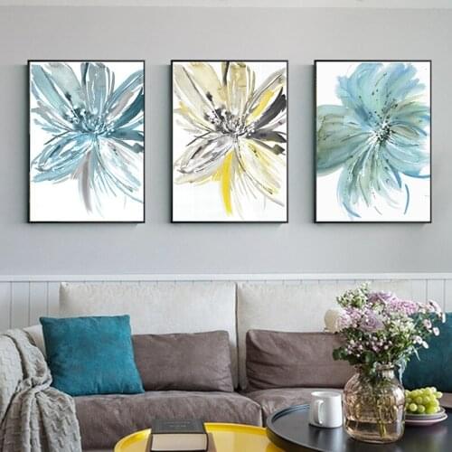Blooming Flower Watercolor modern simple Nordic Style decorative Picture Canvas Wall Art Poster Unframed Painting For Home Decor