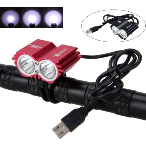 USB Bike Light 3*T6 LED MTB Bicycle Light Waterproof Cycling Lamp for Safety Night Riding + Battery package