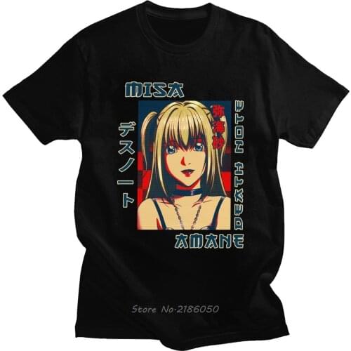 Retro Death Note Misa Amane T Shirt for Men Short Sleeved Japan Anime Manga Tshirt Cotton Summer T-shirt Fans Tee Tops Gift