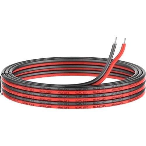 5M 10M 50M 100M 22AWG 2 Conductor Electrical Wire Ultra Soft Flexible PVC Copper Cable Black Red Extension Cable For Single LED