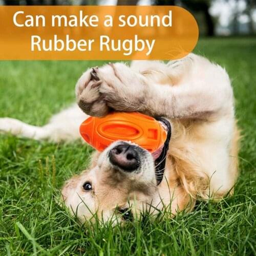 Dog Squeaky Toy Pet Durable Aggresssive Chewers Dogs Chewing Toy Rugby for Pets Teeth Exercising