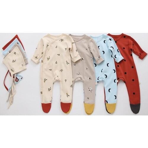 Newborn Baby Girls Boys Rompers Flower Printed Cotton Jumpsuits for Kids