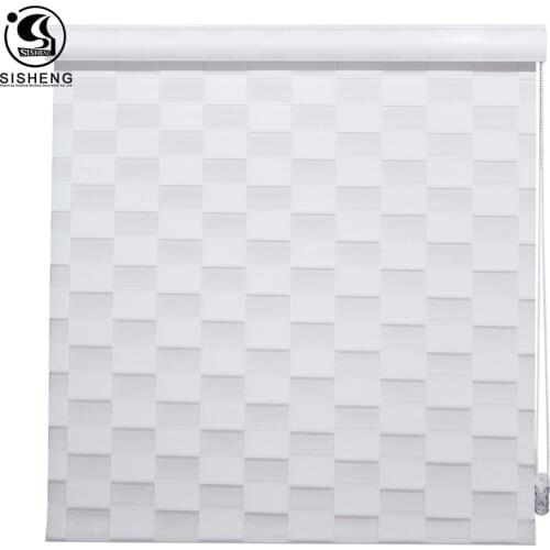 Beautiful Design Horizontal Motorized Light FIltering Square Shangrila Blinds Window Curtain