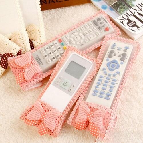 Lace Bowknot Fabric Air Conditioning TV Remote Control Dust Cover Protector Case