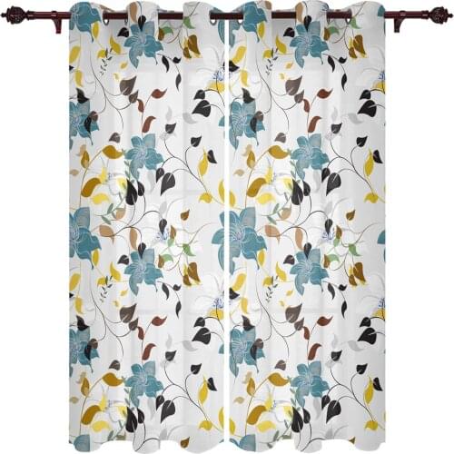 Vines Flowers Leaves Plants Window Curtains Home Decor Bedroom kichen Draperies Curtains for Living Room Christmas Curtains