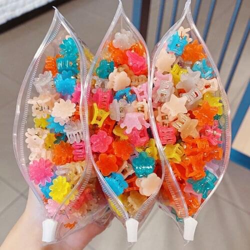 30PCS/Set New Girls Cute Translucent Jelly Color Small Hair Claw Kid Lovely Colorful Hair Clip Hairpin Fashion Hair Accessories