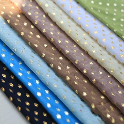 Multicolor Gold Stamping Chiffon Fabric of Tang Style Dress Home Furnishing Hand Curtains Hanfu