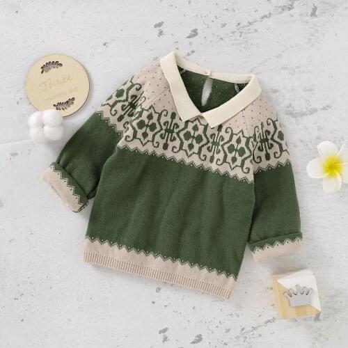 Fashion Baby Girls Sweaters Clothes Autumn Turn-Down Neck Long Sleeve Newborn Infant Knitted Pullovers Winter Childrens Jumpers