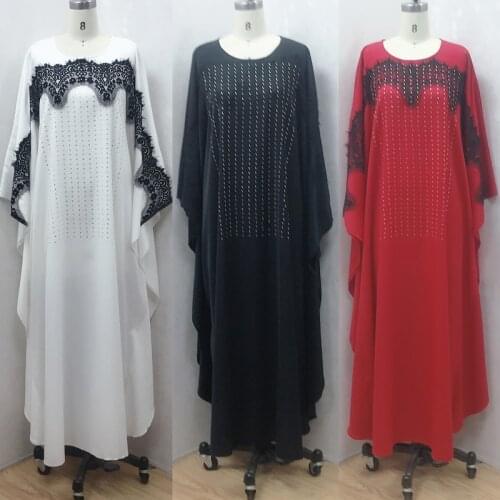 New lace stitching African Middle East fashion bat-sleeve loose gown factory in stock